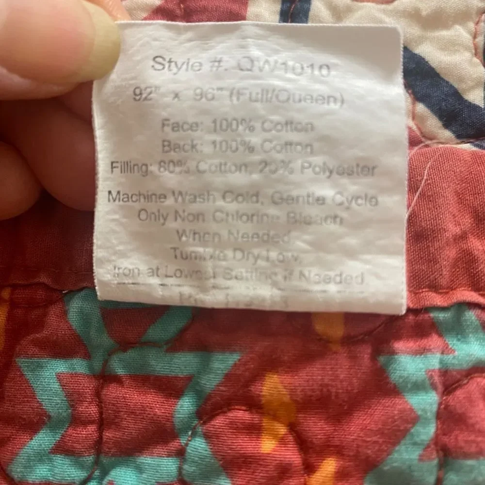 HIEnd Accent bedspread/quilt Southwestern Aztec Vtg Queen